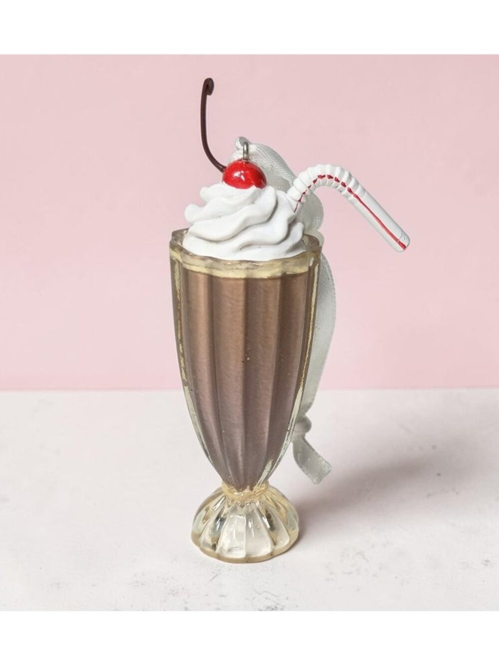 Vintage Chocolate Milkshake Ornament 4" Retro Diner Holiday Bakery Decor